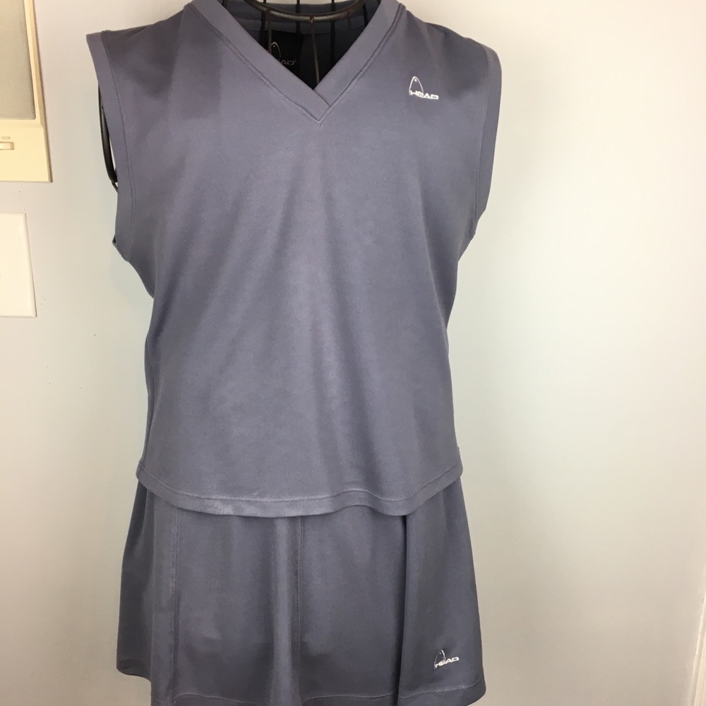 Gray tennis outfit skirt and top